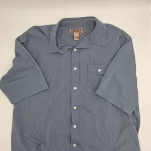 Duluth‎ Trading Co Mens XL Tall Blue Pinstripe Short Sleeve Button Up Shirt